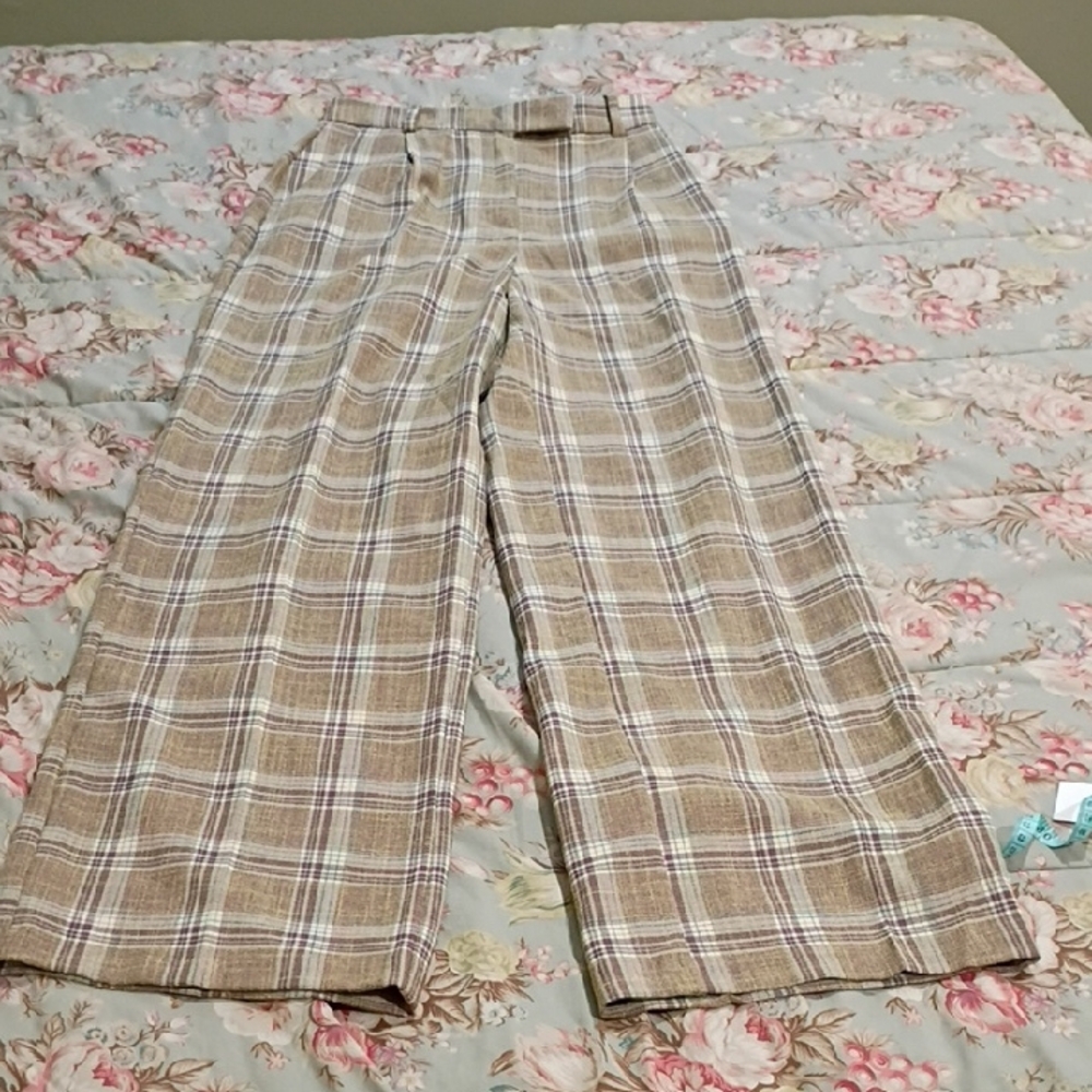 Zara Tan and Cream Plaid pants